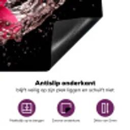Bloemen - Roze - Water - Zwart - Botanisch - Natuur Inductie beschermer vinyl 3mm klein -zzzzzzz-cc-onderkant