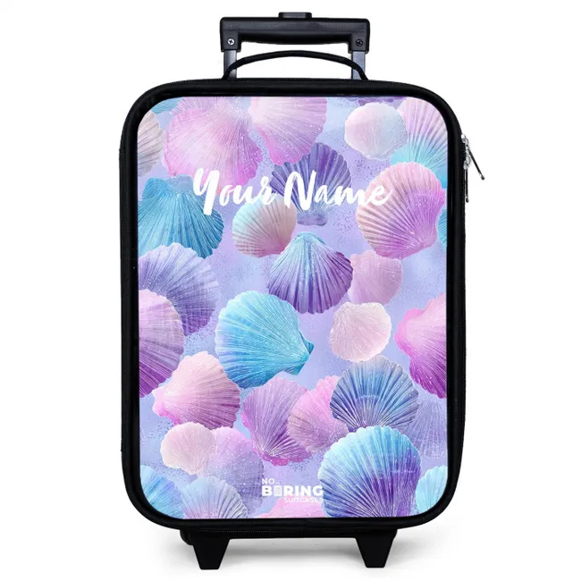 Gekleurde schelpen op een paarse achtergrond Kinderkoffer - Zwart klein -zzz_website3d