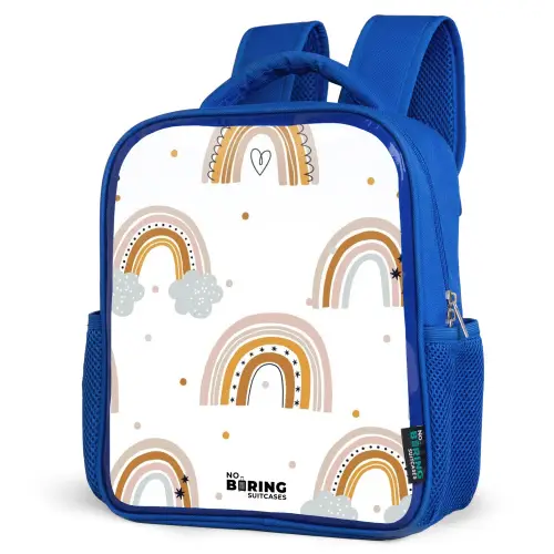 Regenbogen patroon in zachte kleuren Kinderrugzak - Blauw middel -schuin