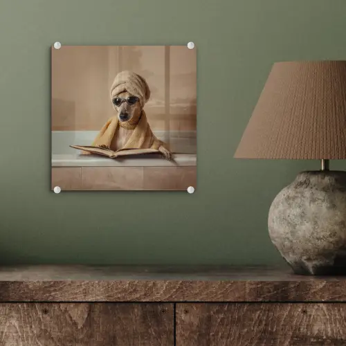 Bad - Hond - Boek - Zonnebril plexiglas 5mm klein -sfeer3