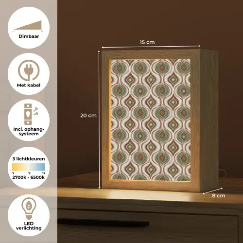 Motief - Patroon - Kleurrijk Light Box met kabel (Tafellamp) klein 925 -USP_NL