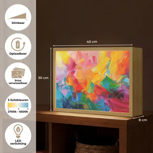 Abstract - Verflook - Modern - Kleurrijk Light Box met batterij (Wandlamp) middel -USP_websiteoverzichtNL