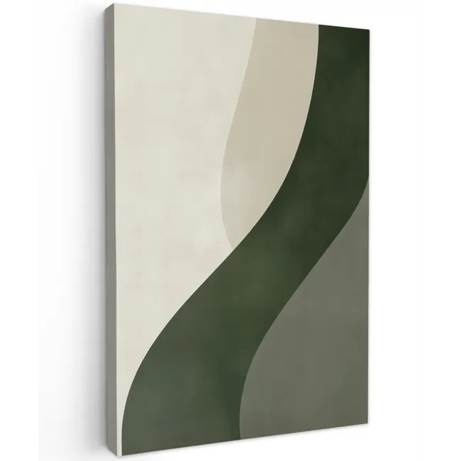 Japandi - Groen - Abstract - Modern Tuinposter op houten frame 2 cm dik klein -3d