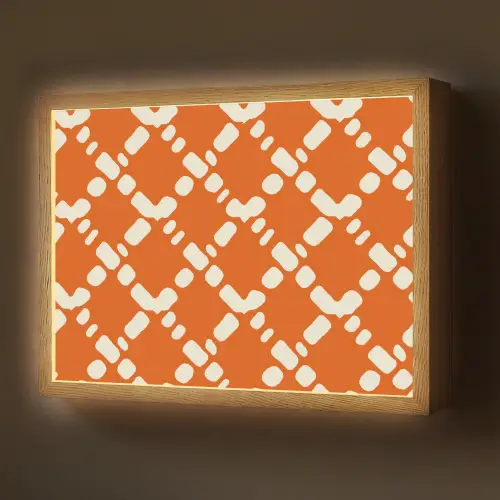 Oranje - Ruitpatroon - Wit Light Box met batterij (Wandlamp) middel 907 -z3d_website
