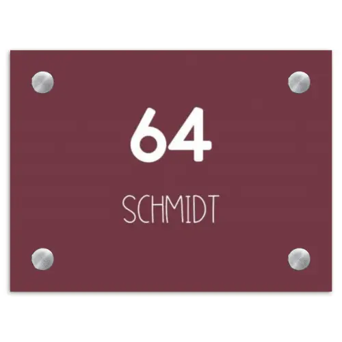 Bordeauxrood - Modern Naambord Rechthoek middel -3d