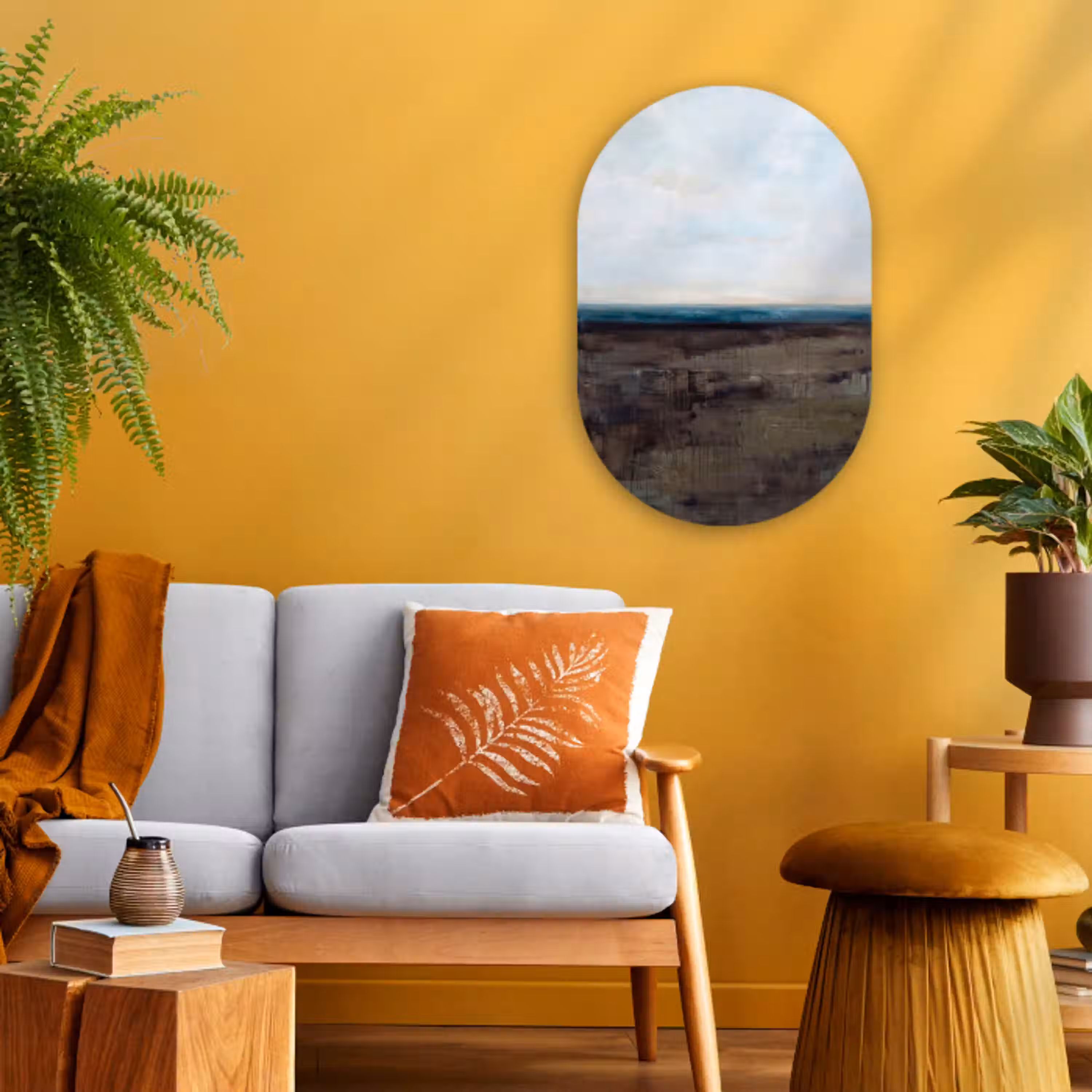 Abstract - Landschap - Horizon - Blauw - Modern Wandcirkel Ovaal Forex klein -sfeer4