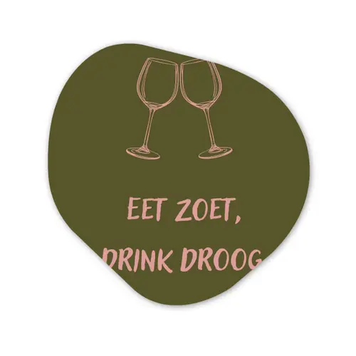 Roze - Groen - Wijn - Quote Wandcirkel Organisch Aluminium middel -3d