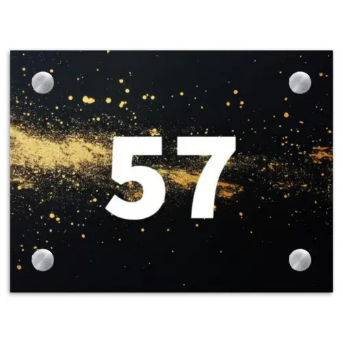 Gouden verfspatten - Traditioneel Naambord Rechthoek middel -3d