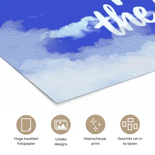 Sky is not the limit - Blauwe lucht - Wolken poster papier klein -closeup_NL