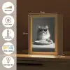 Langharige kat - Zonnebril - Spaghetti - Humor - Zwart - wit Light Box met kabel (Tafellamp) klein -USP_FR