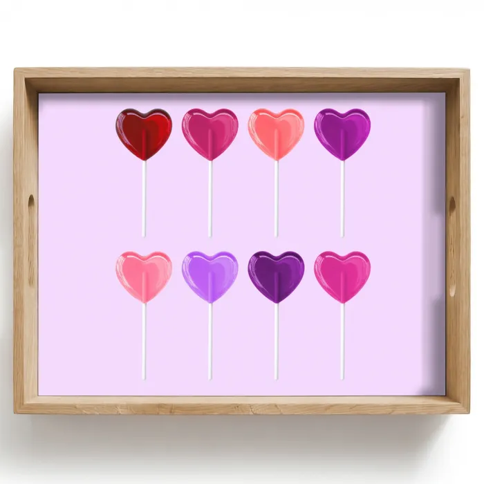 Lolly - Hart - Roze - Snoep Dienblad Rechthoek middel -z3d_shopping