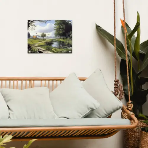 Zandpad - Groen landschap - Water tuinposter los doek klein -sfeer7