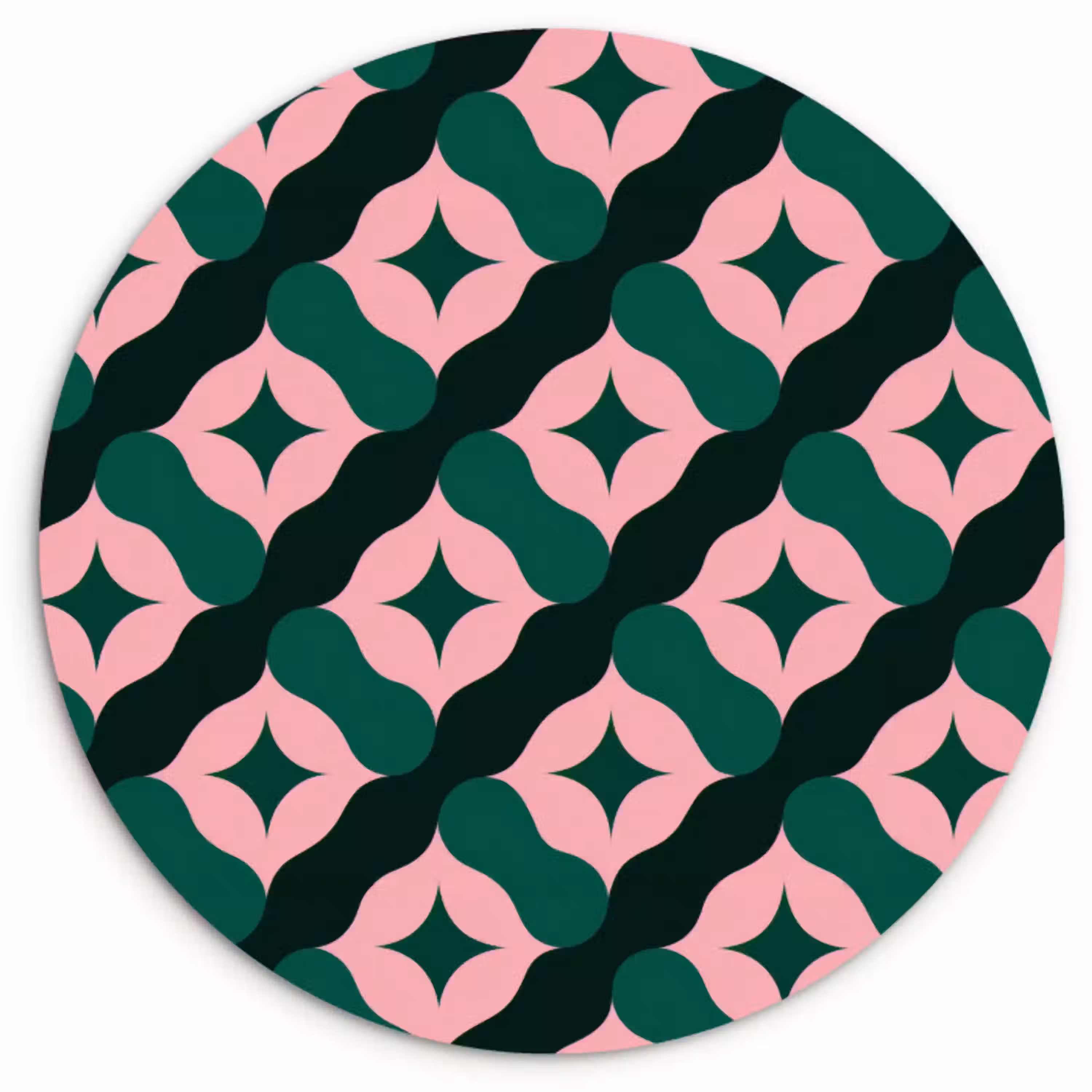 Groen - Roze - Retro - Sterren Wandcirkel kunststof plaat 5mm dik klein 188 -3d
