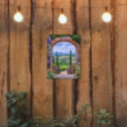 Doorkijk - Toscane - Landschap - Poort tuinposter los doek klein -sfeer1