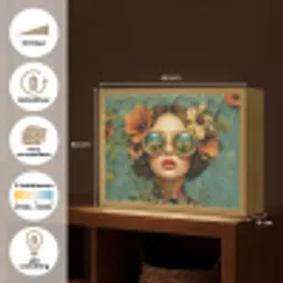 Vrouw - Bloemen - Vlinders - Natuur - Vintage Light Box met batterij (Wandlamp) middel -USP_websiteoverzichtNL