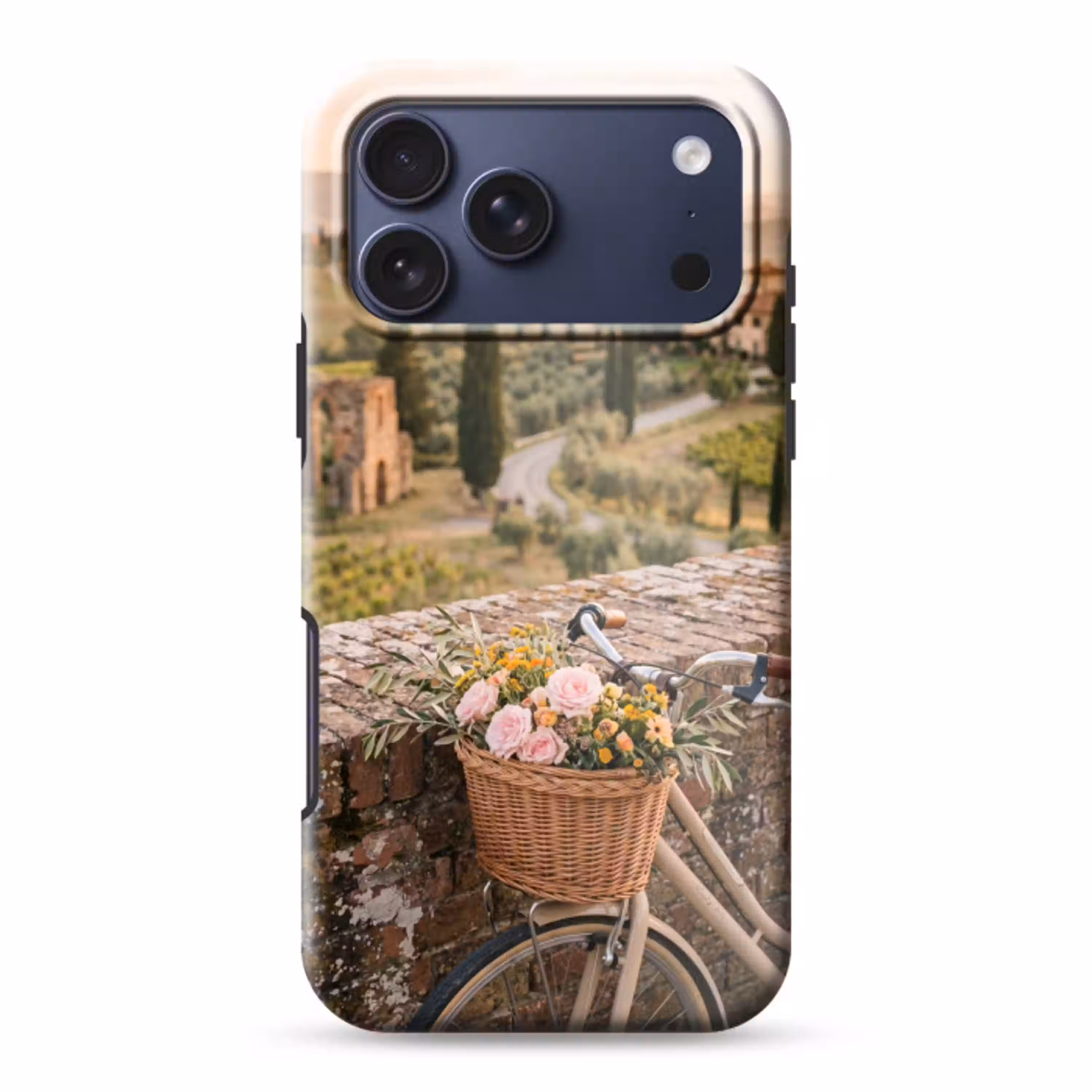 Fiets - Bloemen - Toscane - Landschap - Roze Toughcase MagSafe Apple iPhone 17 Pro Max klein -3d