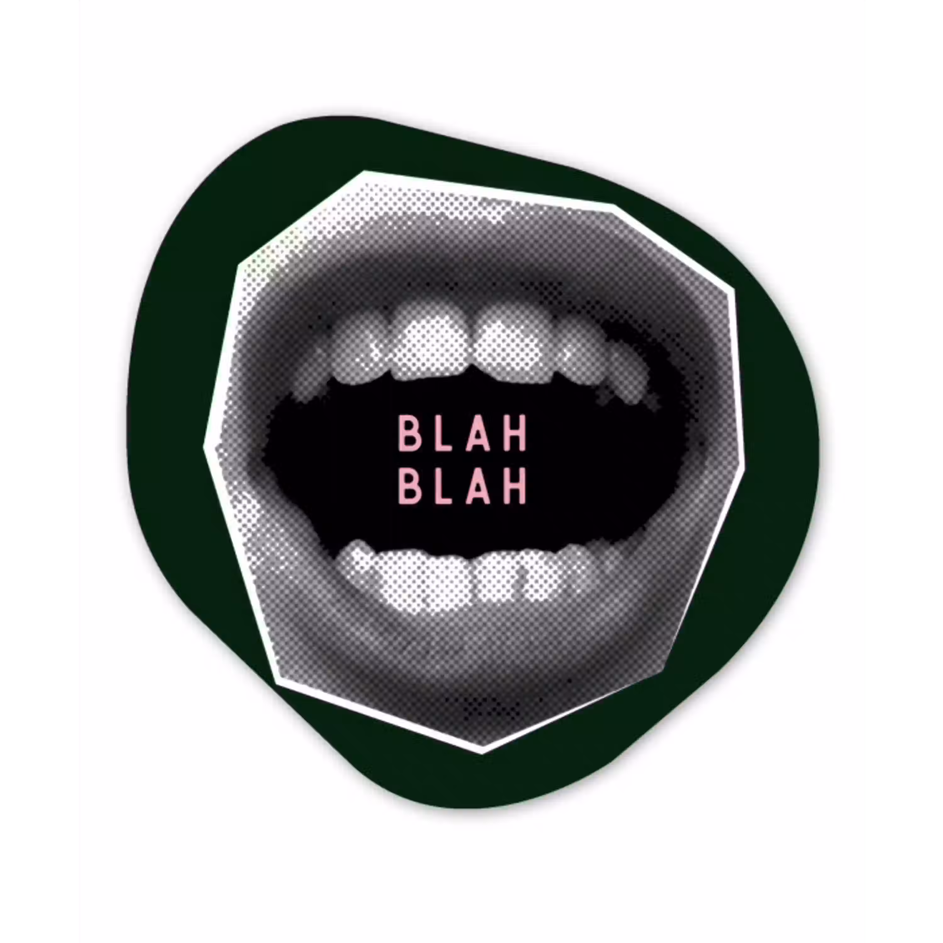 Mond - Groen - Illustratie - BLAH BLAH Wandcirkel Organisch Aluminium middel -3d