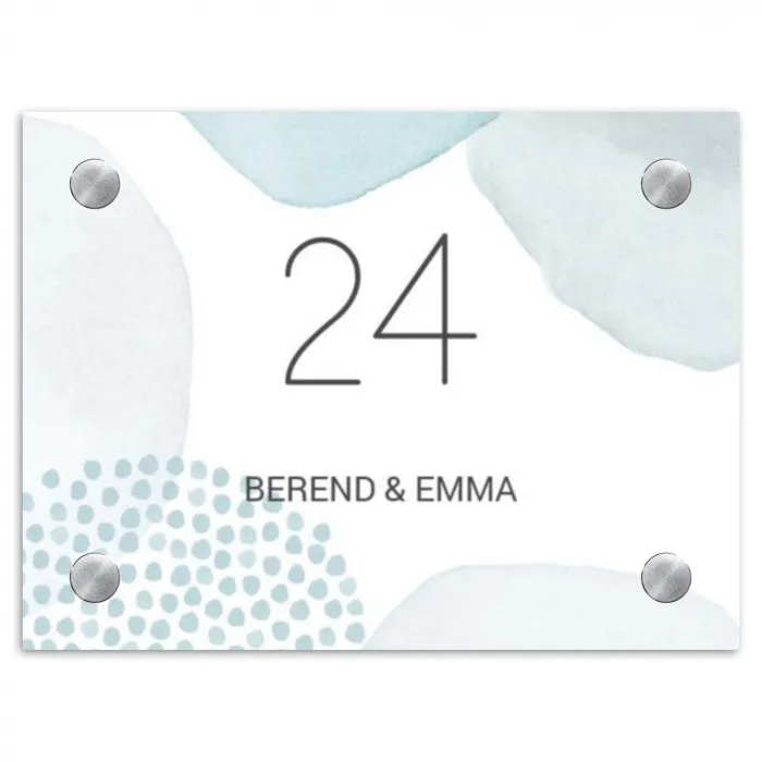 Abstract blauw - Klassiek Naambord Rechthoek middel -3d