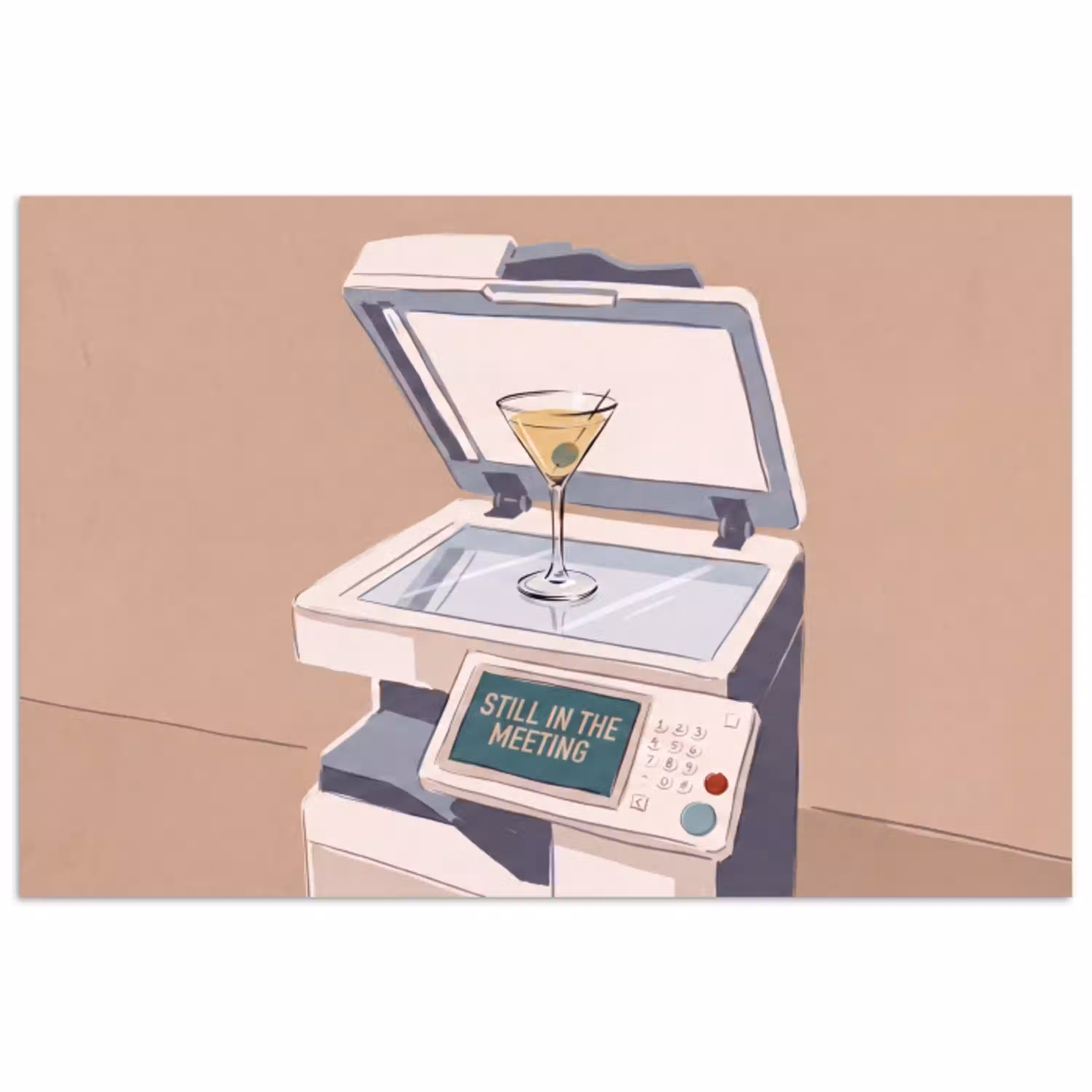 Kantoor - Drank - Humor - Illustratie poster papier klein -3d