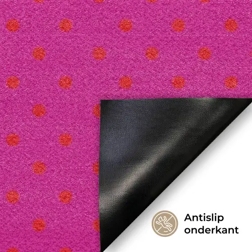 Smile - Stippen - Geel - Smiley - Roze Deurmat klein -antislip_NL