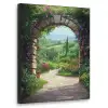 Doorkijk - Landschap - Bloemen - Pad - Uitzicht Textielframe - compleet frame klein -3d