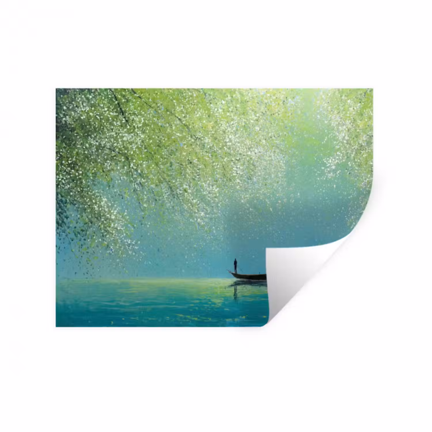 Wandtattoo – Boot - Wasser - Blätter - Blüten