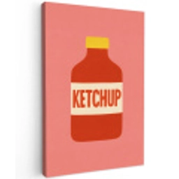 Ketchup - Fles - Rood - Minimalistisch Tuinposter op houten frame 2 cm dik middel -3d