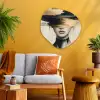Vrouw - Hoed - Verf Wandcirkel Organisch Plexiglas middel -sfeer4