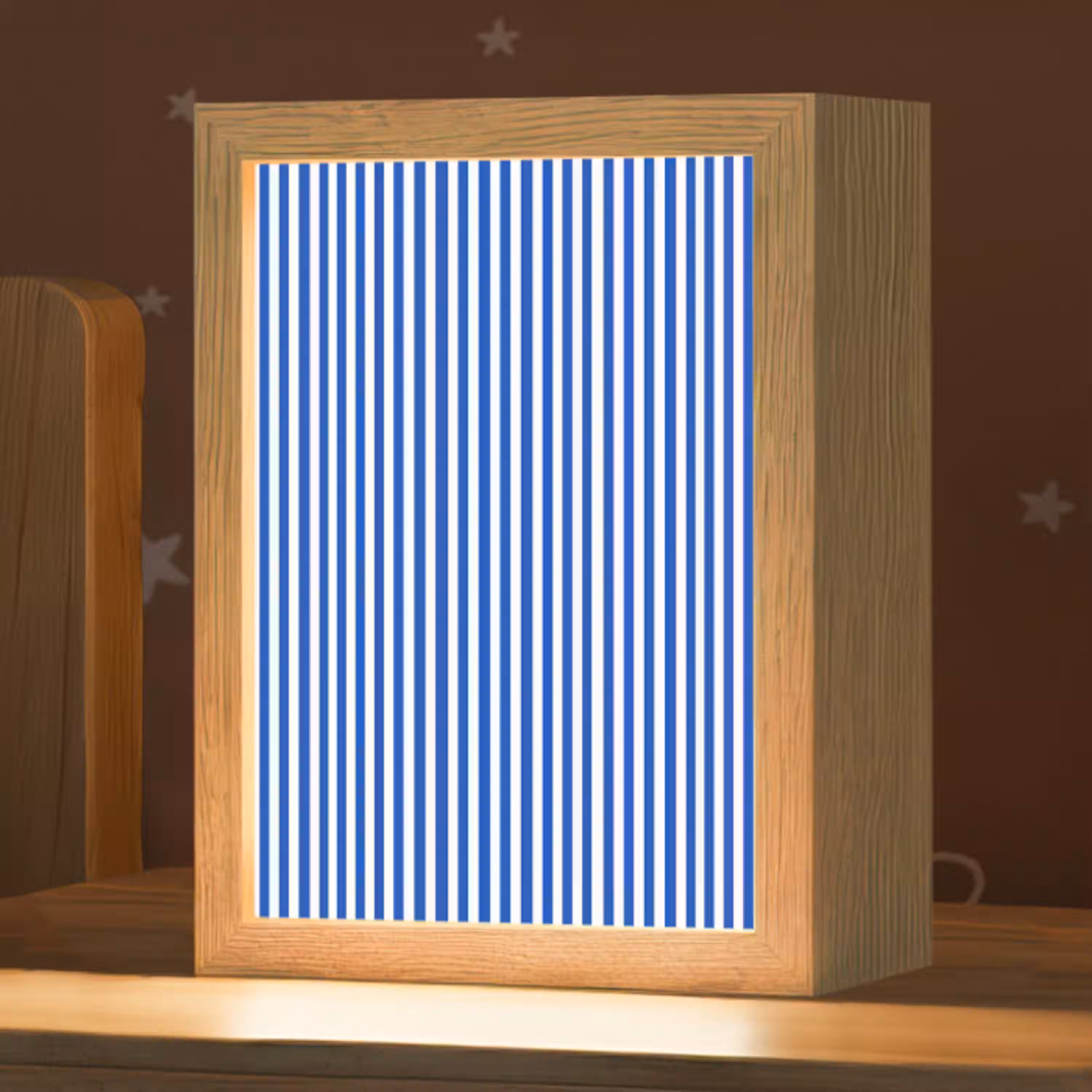 Klassiek - Strepen - Blauw Light Box met kabel (Kinderlampje) klein 904 -zzz_3d_website