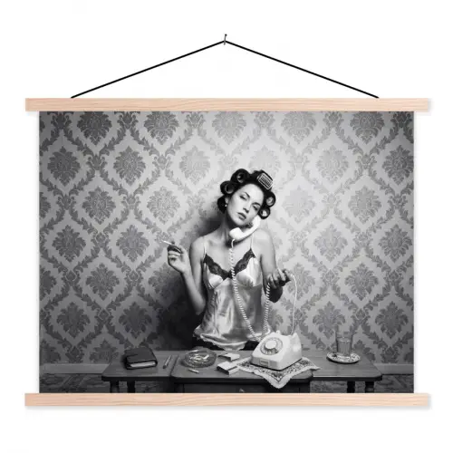 Chic - Vrouw - Zwart - Wit textielposter latten blank klein -3d