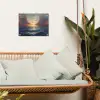 Meeuwen - Zonsondergang - Zee - Wolken tuinposter los doek klein -sfeer7