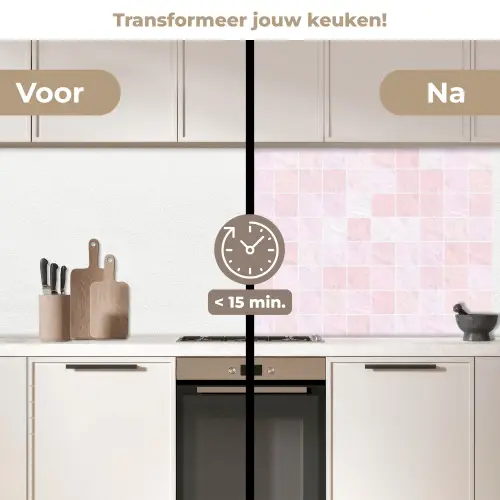 Marmer - Patroon - Mozaïek - Roze keuken achterwand 2 middel 871 -voor-na2_NL