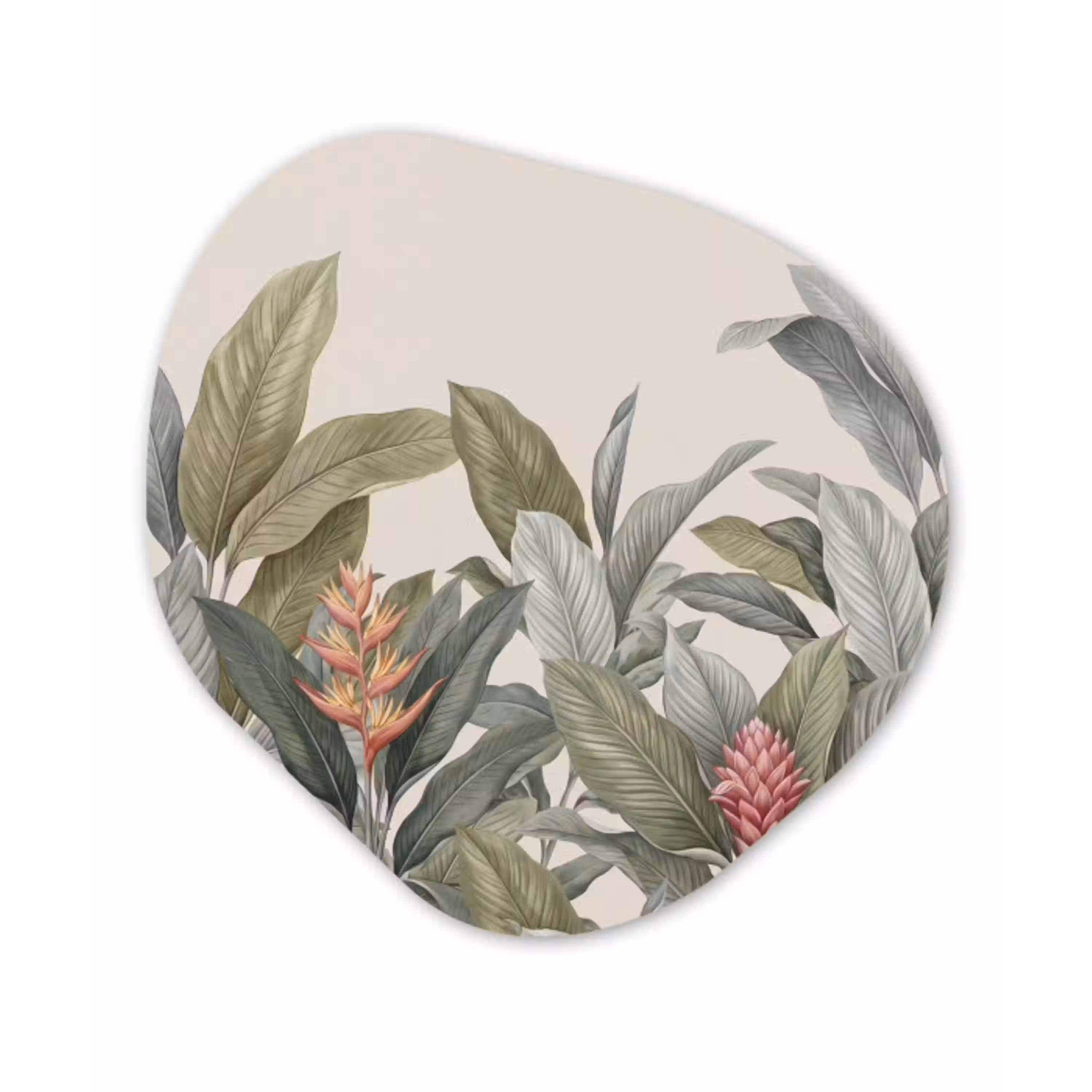 Tropisch - Planten - Modern - Groen Wandcirkel Organisch Aluminium middel -3d