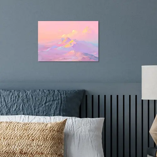 Bergtoppen - Wolken - Dromerig poster papier klein -sfeer2