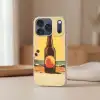 Bierfles - Zonsondergang - Palmbomen - Zee Telefoonhoesje iPhone 17 Pro klein -sfeer2