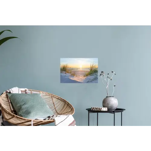 Strand - Zon - Duin - Gras - Zand - Horizon Muursticker klein -plant