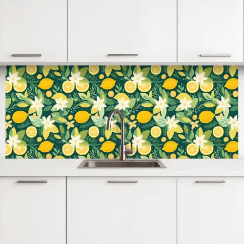 Groen - Bloemen - Citroenpartjes keuken achterwand 2 middel 871 -3d