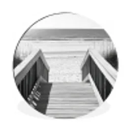Loopbrug - Hout - Strand - Zee Wandcirkel aluminium klein -3d