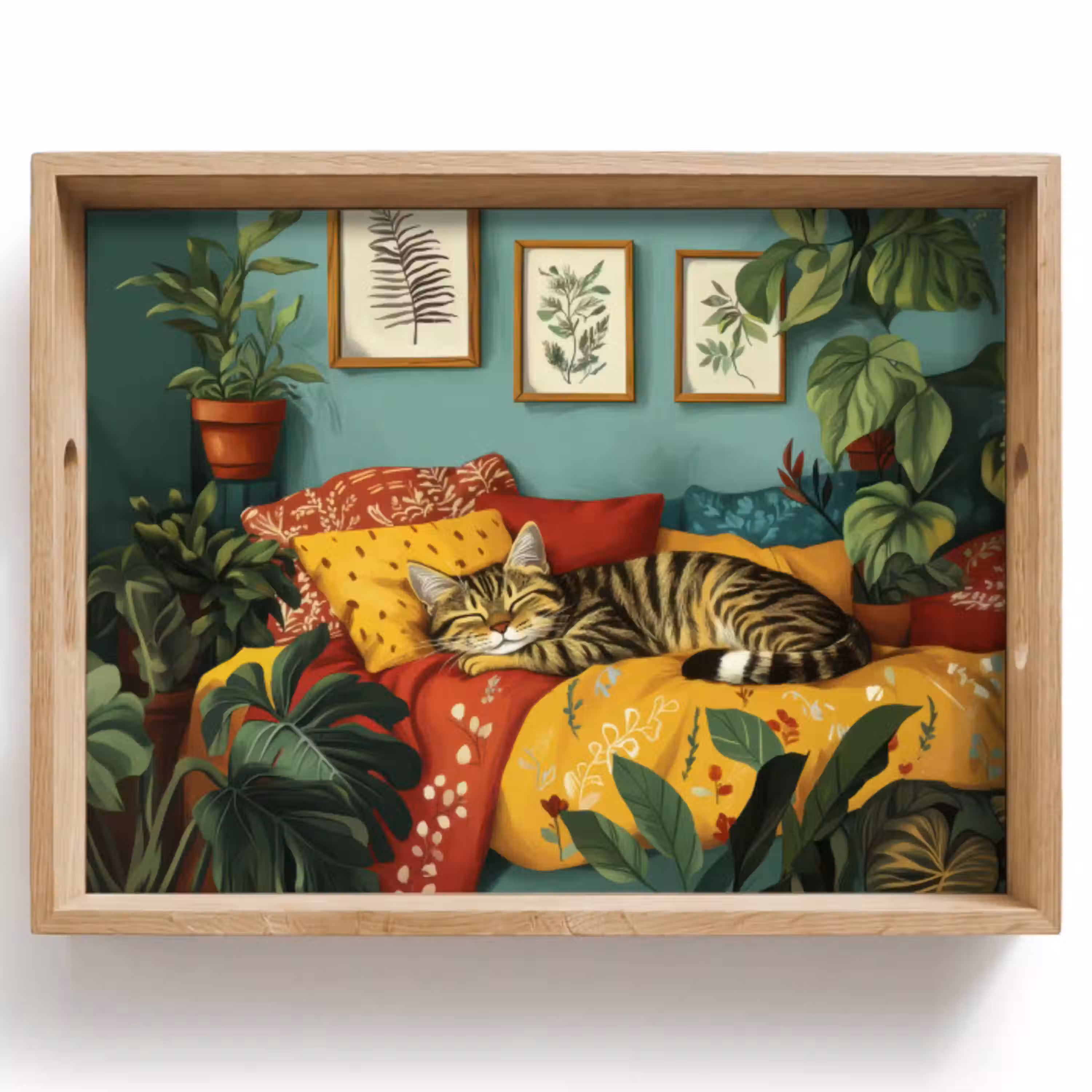 Kat - Planten - Groen Dienblad Rechthoek middel -z3d_shopping