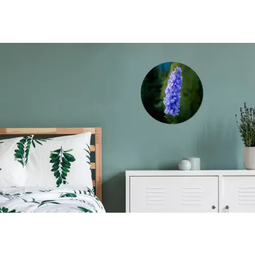 Bloemen - Blauw - Dennenboom Wandcirkel aluminium klein -slaapkamer