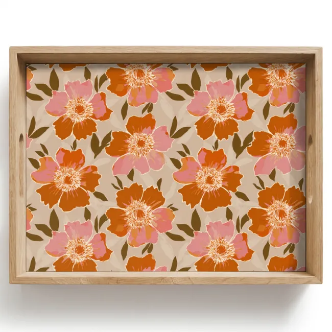 Tray - Flowers - Motif - Retro