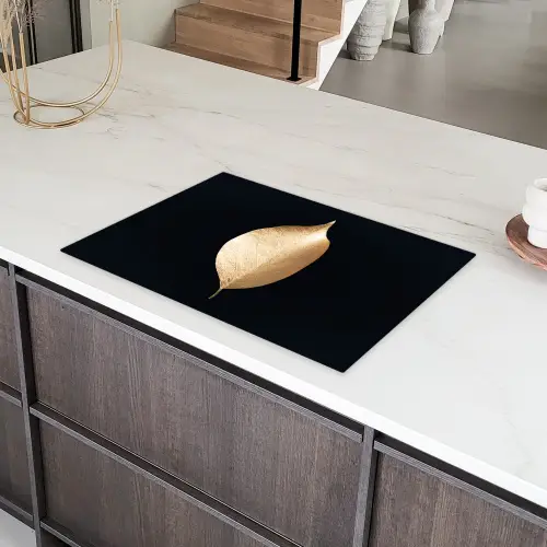 Bladeren - Goud - Zwart - Planten - Luxe Inductie beschermer vinyl 3mm klein -sfeer8
