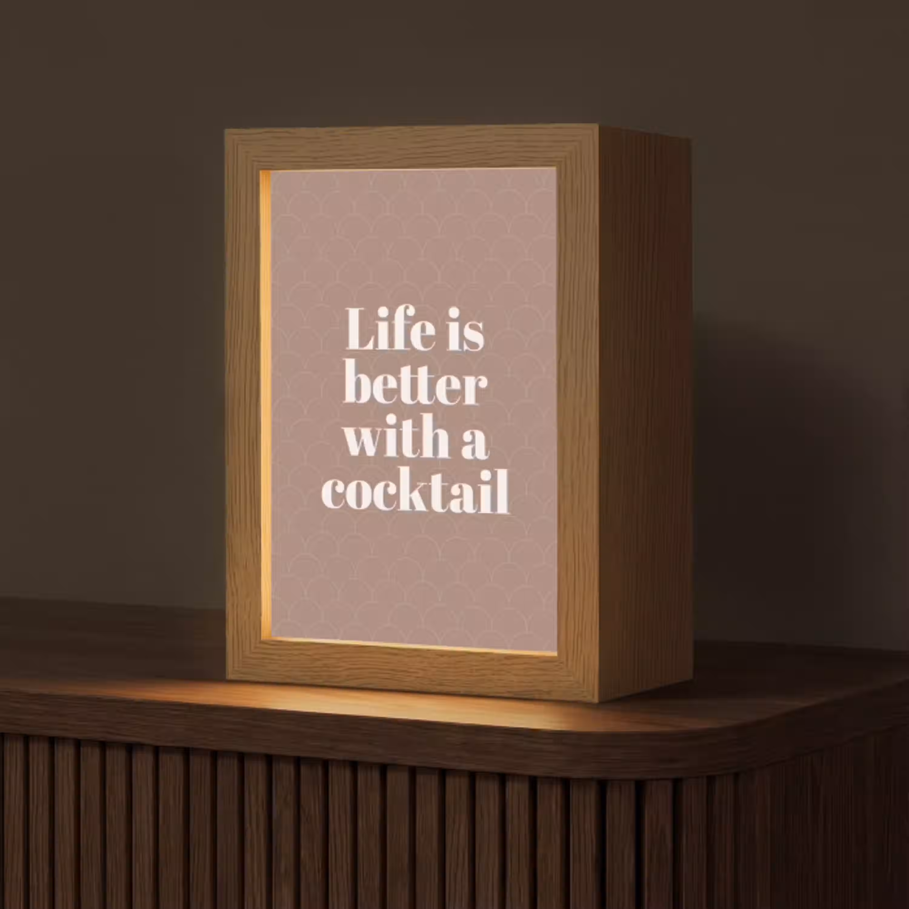 Cocktail - Tekst - Patroon - Wit Light Box met kabel (Tafellamp) klein -z3d_website