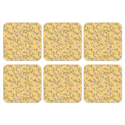 Bloemen - Motief - Geel onderzetter kurk middel 366 -3d