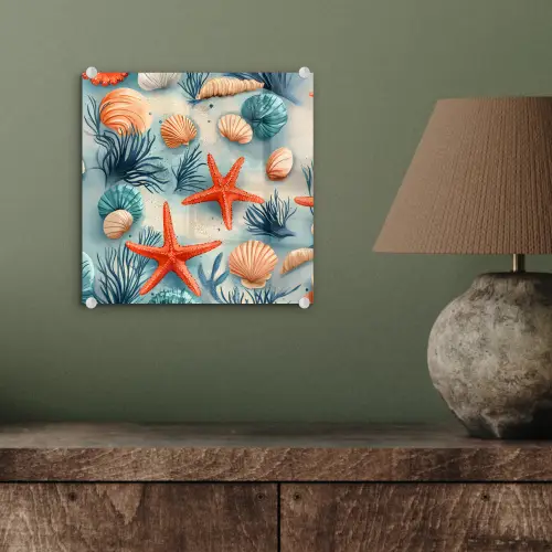 Zeesterren - Schelpen - Illustratie - Zand plexiglas 5mm klein -sfeer3