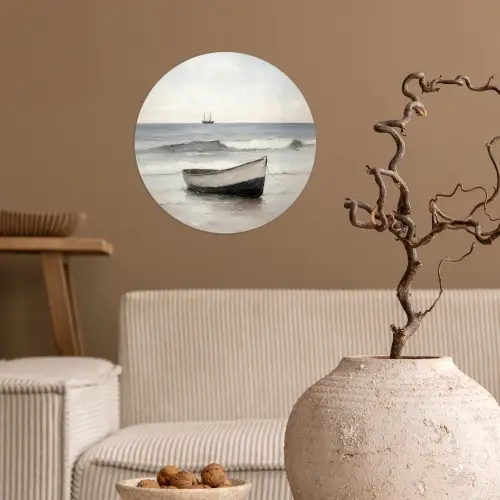 Roeiboot - Zee - Horizon Wandcirkel behangsticker klein -sfeer1