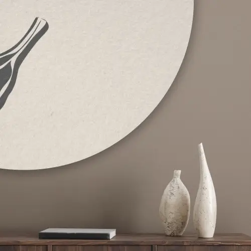 Vlees - Minimalistisch - Beige - Quote Akoestische PET Vilt - Rond klein -sfeer5_closeup