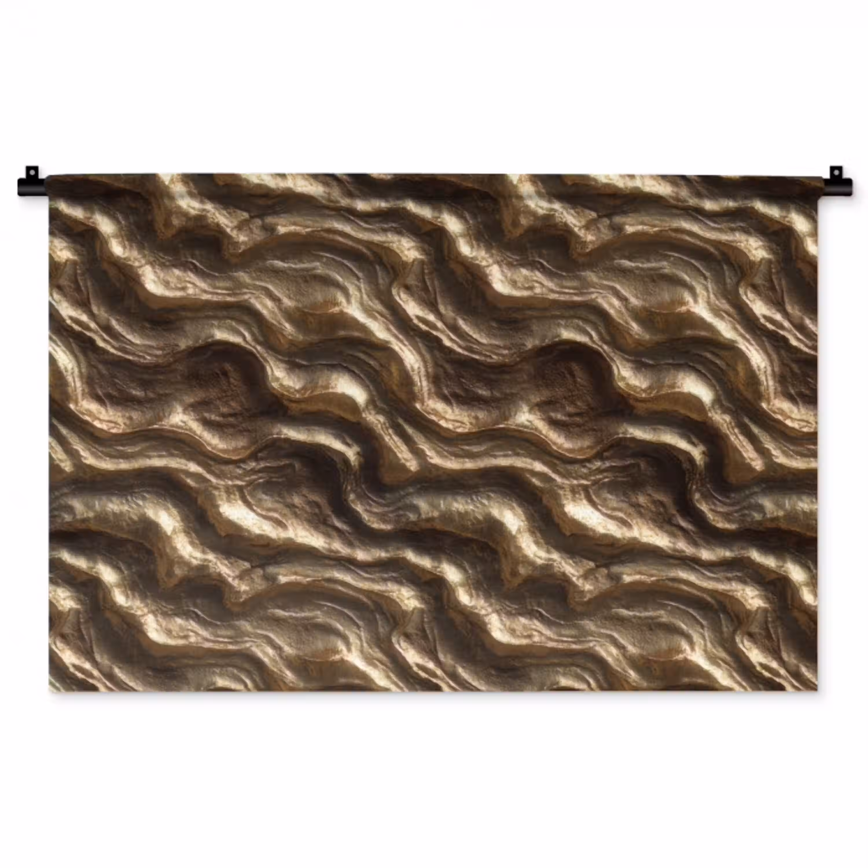 Reliëf - Golven - Abstract - Bronsgoud Wandkleed katoen middel 269 -zz3d