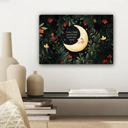 Maan - Quote - Bloemen - Sterren canvas 2cm klein -sfeer6