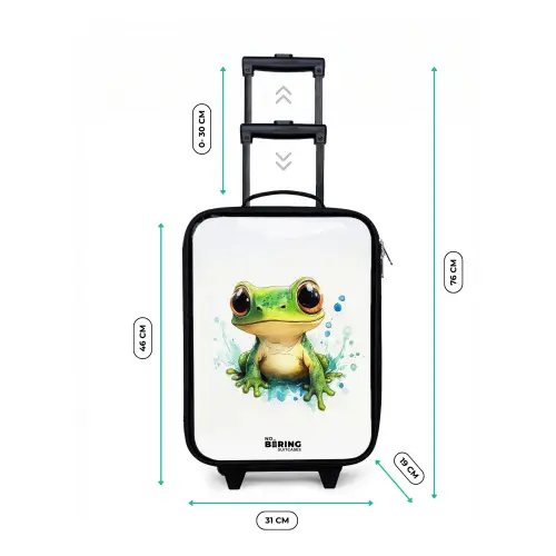 Groene kikker met grote ogen op witte achtergrond Kinderkoffer - Zwart klein -productfoto_formaten